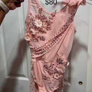 Pink Floral Embellished Dance Leotard